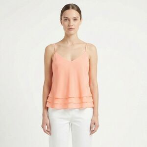 Talula Aritzia Peach Tiered Spaghetti Strap Tank Top XS Crop Relaxed Fluid Flowy